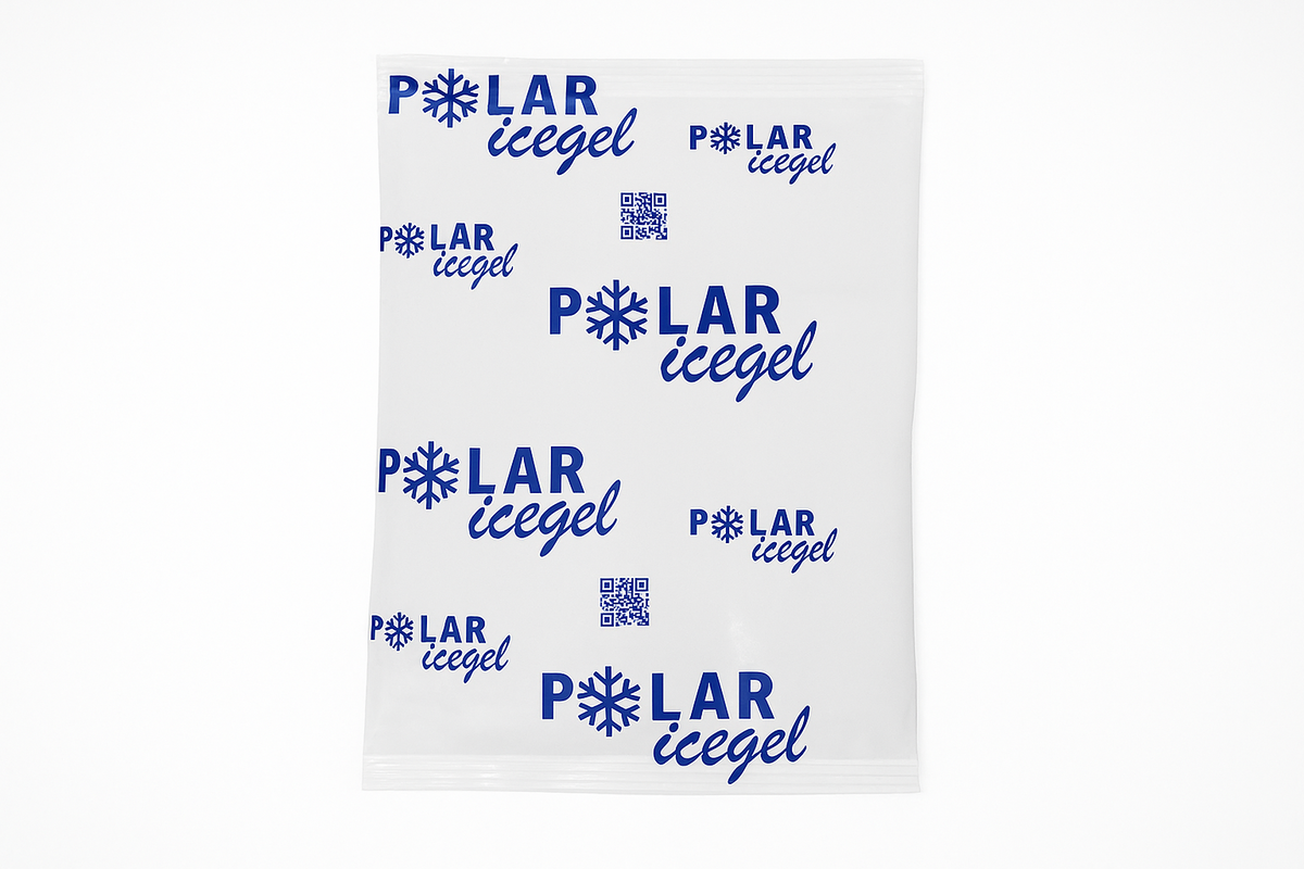 Bolsa de hielo reutilizable de 250 gramos para transporte refrigerado.